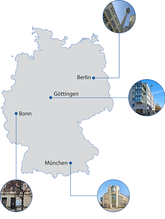 Deutschlandkarte mit eingezeichneten Standorten